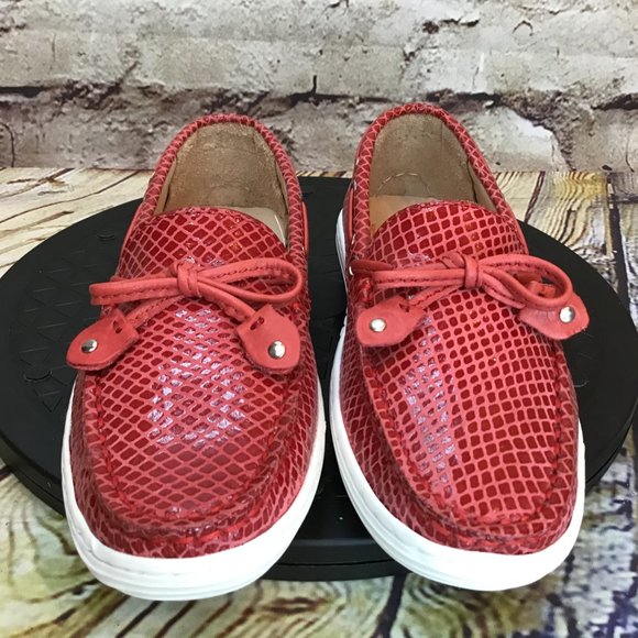 Marc Joseph New York Kids Red Snake Print Tassel Bow Dress Loafers Size 12 T - Picture 2 of 8